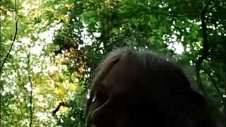 Slave slut humiliated in forest with flashing