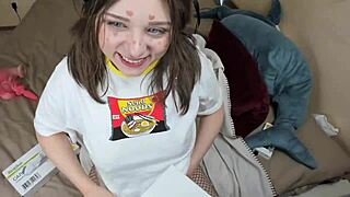 Catgirl spanks and masturbates anally