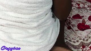 Home alone ebony milf with shaved pussy