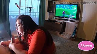 I suck her pussy while she plays Fortnite and wins the game intensely