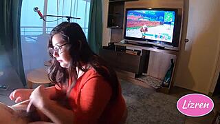I suck her pussy while she plays Fortnite and wins the game intensely