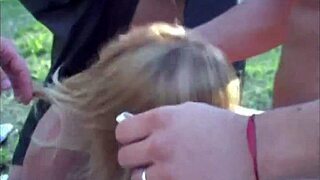 Wow, Hot Blonde Teen In A Rough Public Orgy With Creampie Action!