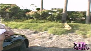 All Natural Blonde Flashes Shaved Pussy Naked at Park