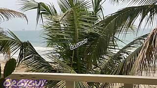 Ebony wife bends over flashing pussy outdoors