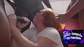 bathroom blowbang with voluptuous redhead julie ginger interracial amateurs banging deepthroat gangbang curvy big black cock ass blowbang