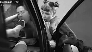 three blonde goddesses suck and gag on feet