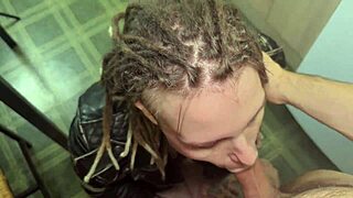 Her leather jacket turns him on for blowjob doggystyle missionary