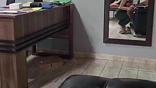 Sailor girl hotwife intriguingly interacts with husband in office setting