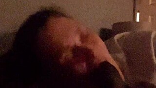 Going to town on this big black cock, choking and sucking