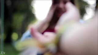 Sexy girl dancing in the street invites you to dance with aarina in park.