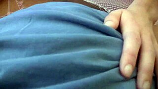 Jenny welch gives bf lap dance in stockings he rips off.