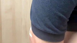 This Asian maid in shorts and panties enjoys her buttplug and nipple piercings in sexy lingerie.