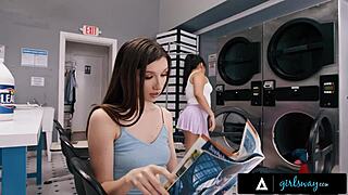 Petite Latina Girlfriends Maya Woulfe And Summer Col Finger Nipples In Public Laundromat Interracial Sex