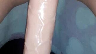 couple bets and uses toys for pretty homemade sex