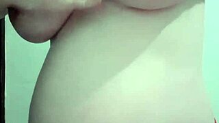 Blonde pregnant wife gets cream and massage