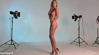 blonde teen with hazel eyes posing nude