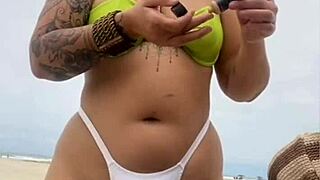 Virgin Fucks My Ass on Beach While Husband Watches Flashing Exhibitionist Scene