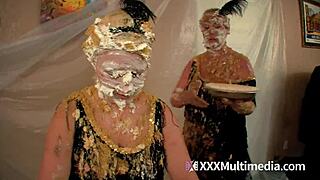 Blondes feel emotionally wet and messy pieing faces in lesbian scene