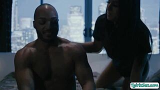 the transsexual woman begs for her man's big black cock bareback deep inside her