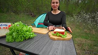 hungry stranger offers his big cock for a sandwich, pov blowjob