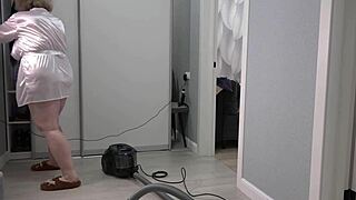 Home Camera Watches Mature Housewife with Thick Ass Under Short Robe Big Boobs Chubby Milf Pawg