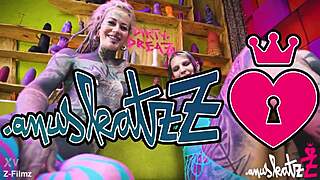 two tattoo lesbians anal play with big toys causing real gapes and orgasms