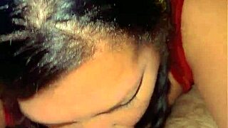 Homemade quick session with curvy brunette MILF performing sloppy blowjob.