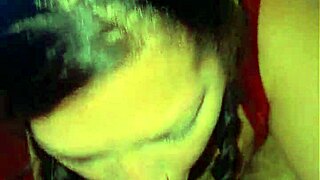 Homemade quick session with curvy brunette MILF performing sloppy blowjob.