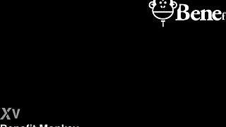 Benefit Monkey Liz Rainbow Blue-Eyed Girl Mouth Full Of Semen