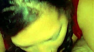 Homemade quick session with curvy brunette MILF performing sloppy blowjob.