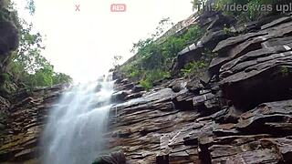 Caught in public at the waterfall