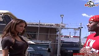 Busty Brunette Gets Cumshot on Silicone Tits from BBC