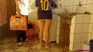 Married housewife pays washing machine technician with her pussy