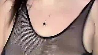 He fucks her huge natural tits in stockings.