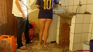 Married housewife pays washing machine technician with her pussy