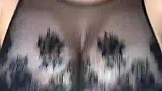 He fucks her huge natural tits in stockings.