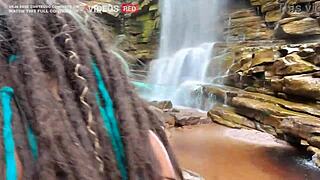 Caught in public at the waterfall