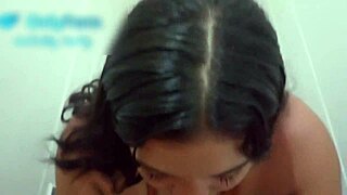 Sex on stairs with cuckold husband