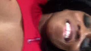 fresh face ebony milf takes italian pound machine in interracial pov pussy pounding cumshot climax