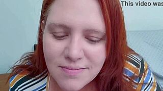 Chubby BBW Redhead Milf Gives Intense Blowjob