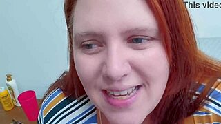 Chubby BBW Redhead Milf Gives Intense Blowjob
