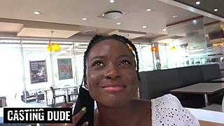 ebony tinder hottie blows big cock on first date