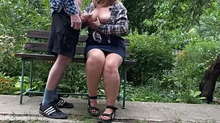 my mother-in-laws gorgeous natural tits are finally all covered in my warm cum dreams come true!