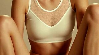 fancy russian lingerie model shows off barefoot