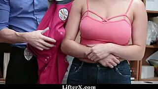 Watch me punish this teen burglar in the garage, the officer says to the stepmom.