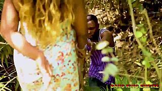 Ebony BBW Queen Riding Cock Under Bamboo Tree