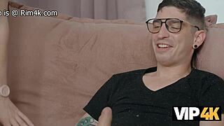 vip4k blonde couple indulges in ass licking on sofa