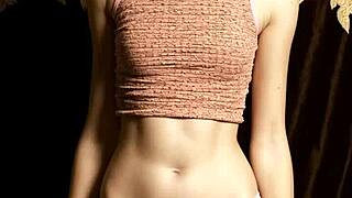 fancy russian lingerie model shows off barefoot