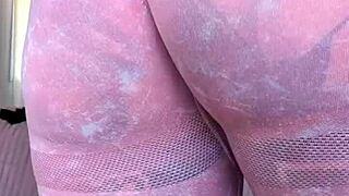 Milf Melody Radford Sheer Gym Leggings Close-Up