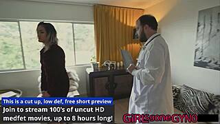 The pre-employment physical in hollywood house call with channy crossfire involves latex, fetish, short hair, heels, blonde, tickling, feet, ass, orgasm, california